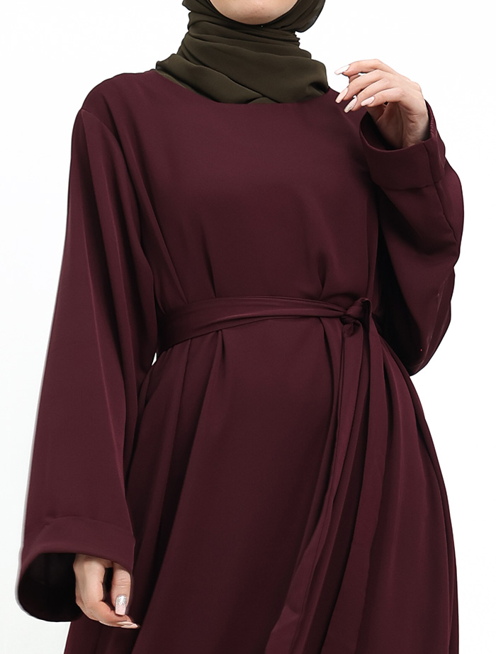 Plum Cuff Plain Abaya